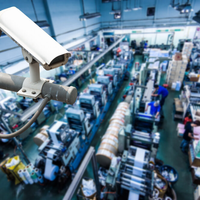 CCTV Camera or surveillance operating inside industrial factory